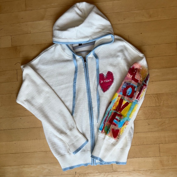 AQUA by Kerri Rosenthal Love hooded sweater Medium. CB - Picture 4 of 8